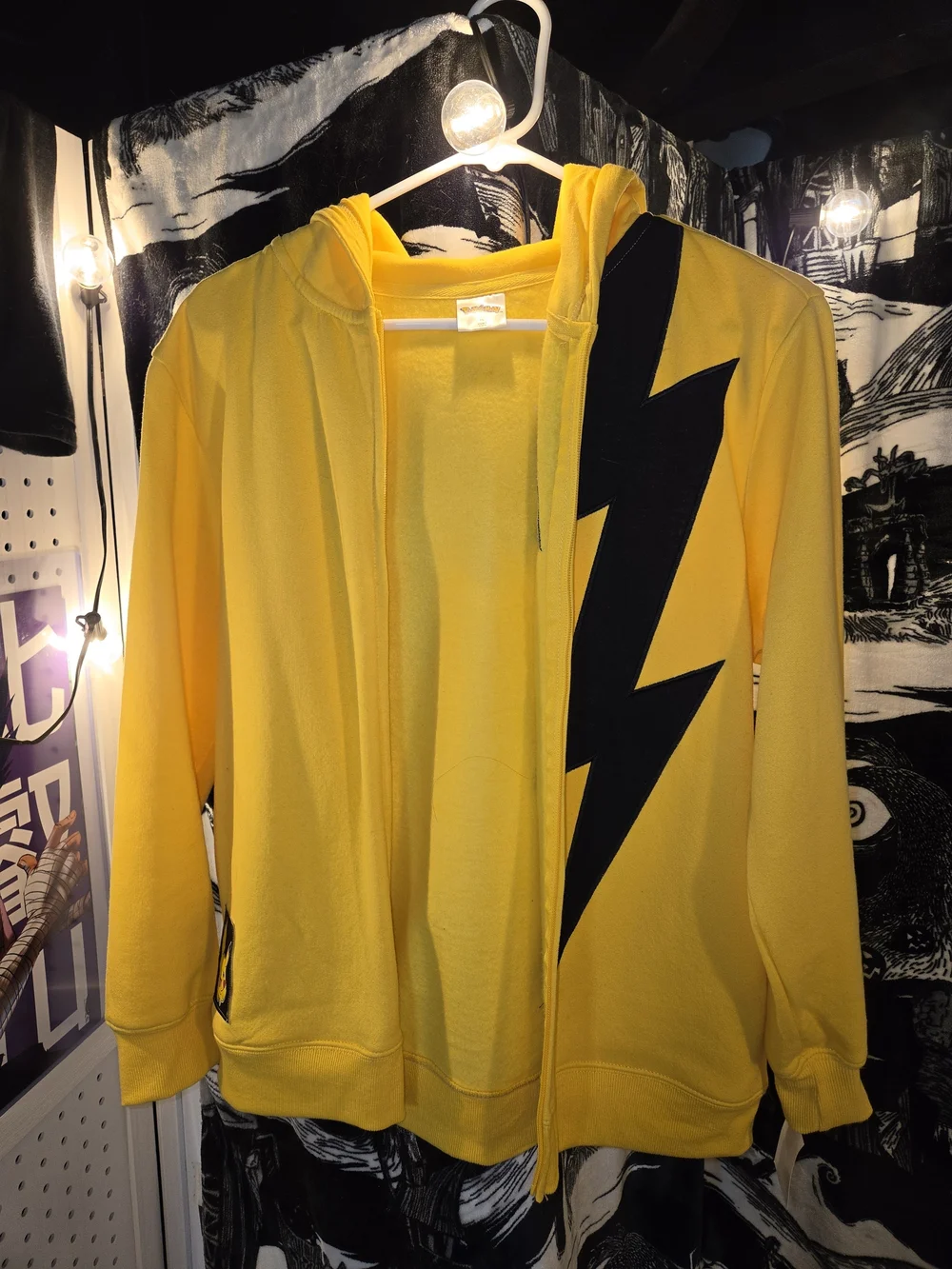 Kids Pikachu Yellow Lightning Zip-Up Hoodie Jacket
